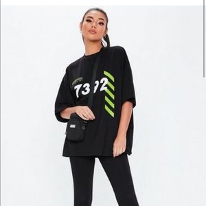 Black Oversized Graphic Front T Shirt
